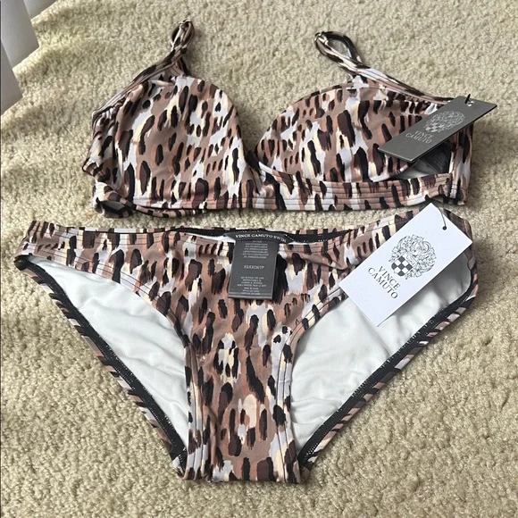 Vince Camuto Leopard-Print Bikini in Brown, Tan & White - Picture 1 of 3